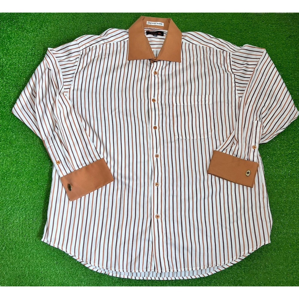 Vintage UT Burnt Orange Business Shirt XL Dress Shirt French Cuff Bankers Collar